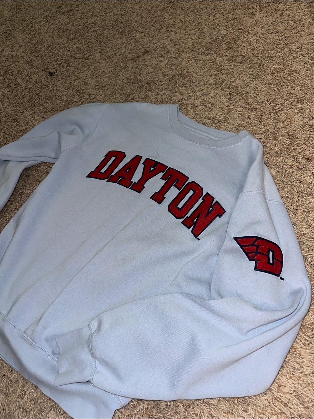Dayton Blue 84 Light Blue Crewneck Sweatshirt with Red Logo